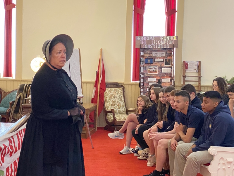 Lecompton reenactor Deb Powell portrays Mahalia Doyle, the widow of James Doyle, who was brutally killed by John Brown