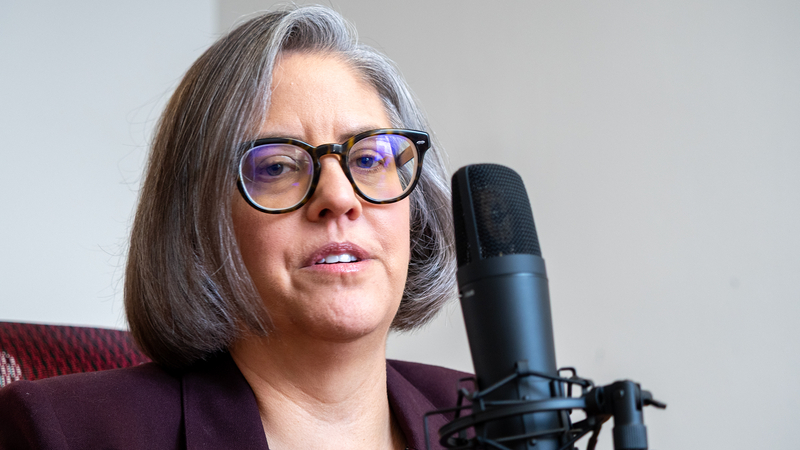 Christy Davis appears for an Aug. 12, 2025, recording of the Kansas Reflector podcast.