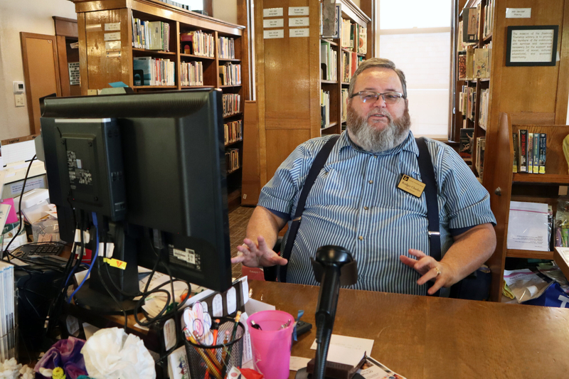 Peabody Township Public Library director Rodger Charles says the library, opened in 1914, is a lifeline for the community.