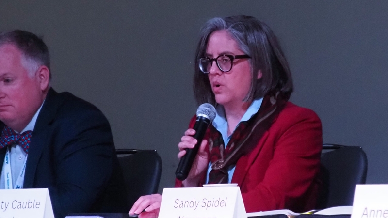Democratic candidate Christy Davis talks about the importance of rural communities at the Kansas Democratic Party's annual convention on March 8, 2026.