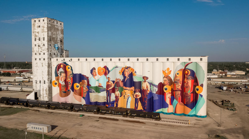 The Beachner Grain Elevator mural is in the Guinness Book of World Records as the largest mural in the world painted by one artist.
