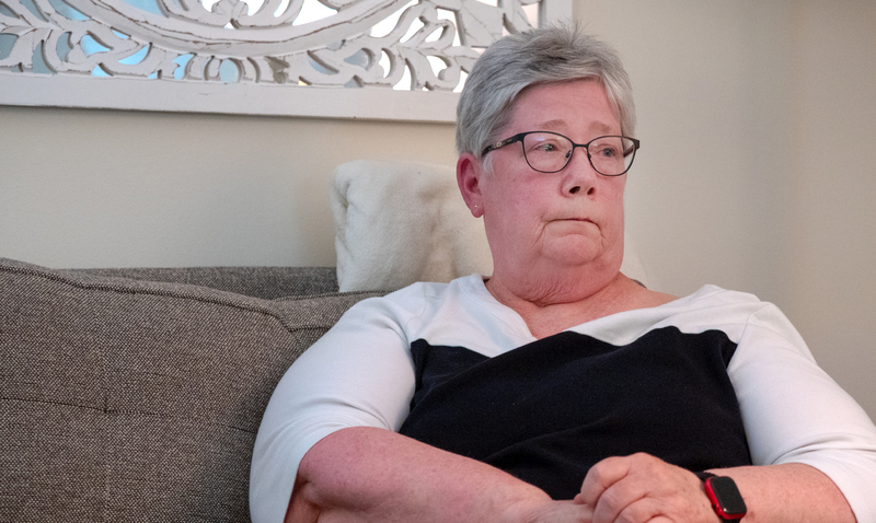 Sue Thompson, who worked as Adam Hamilton's longtime personal assistant at Church of the Resurrection, talks to reporters during a July 15, 2026, interview in Leawood.