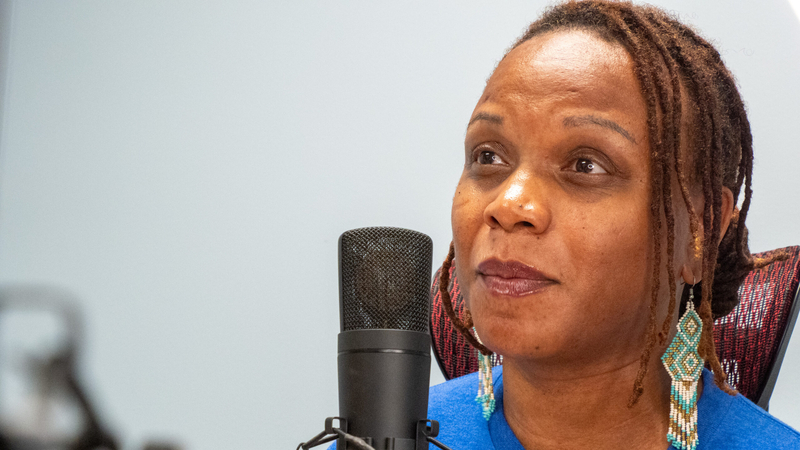 Rep Brooklynne Mosley appears for recording of the Kansas Reflector Podcast on Aug. 12, 2026, in Topeka.