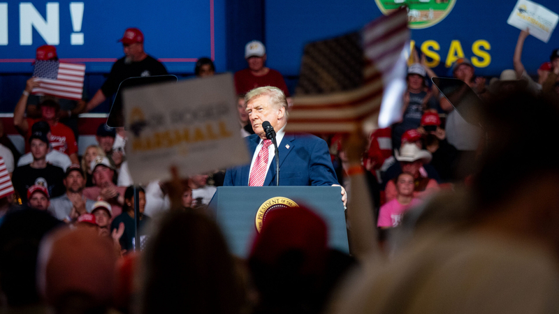 In Kansas rally, Trump defends Marshall’s record and calls Hamilton a ‘disgrace’