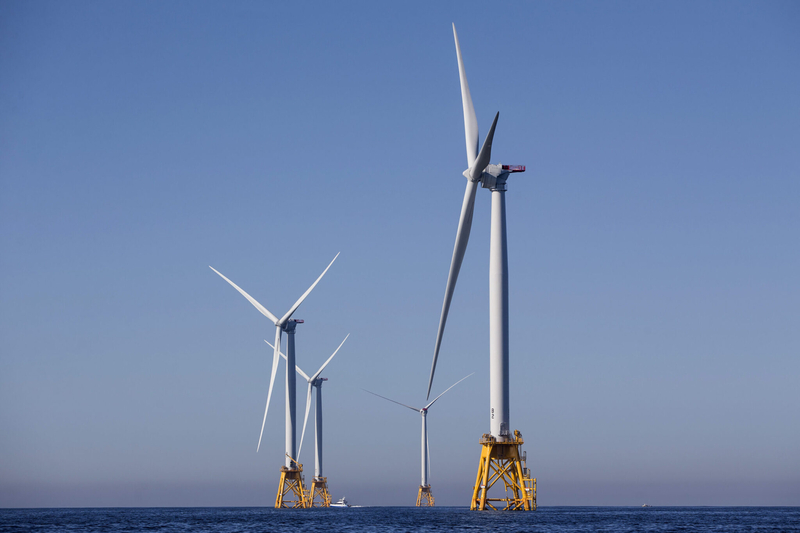 The GE-Alstom Block Island Wind Farm stands 3 miles off of Block Island on Sept. 22, 2016 New Shoreham, Rhode Island.