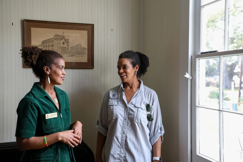 Joy, left, and Jo Banner talk on Feb. 22, 2024, about their plans for the 1811 Kid Ory Historic House in LaPlace while standing inside the main building on the land, where the 1811 German Coast slave uprising began and jazz legend Edward "Kid" Ory was born.