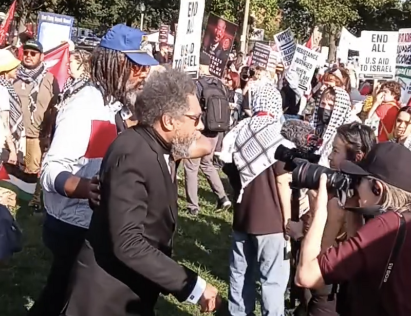Independent presidential candidate Cornel West arrives at a pro-Palestinian protest at Union Park outside the Democratic National Convention in Chicago on Aug. 21, 2024.