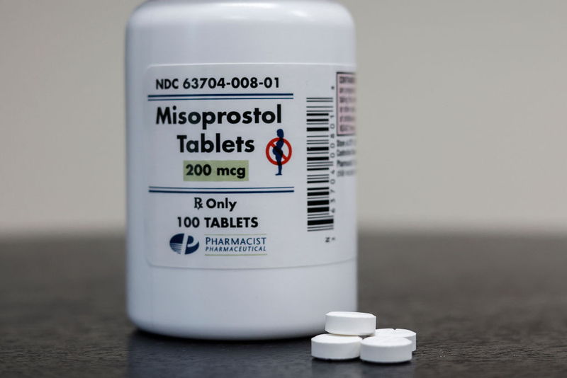 a bottle of Misoprostol tablets are displayed at a family planning clinic on April 13, 2023 in Rockville, Maryland.