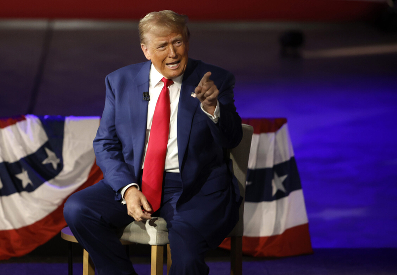 The Republican presidential nominee, former U.S. President Donald Trump, participates in a Fox News Town Hall with Sean Hannity at the New Holland Arena on Sept. 4, 2024 in Harrisburg, Pennsylvania.