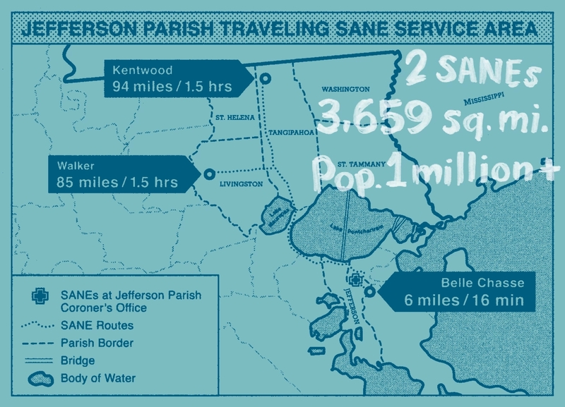 A map showing the number of sexual assault nurse examiners in the North Shore region