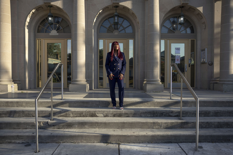 Billie Dolce stands in front of KIPP Leadership Academy