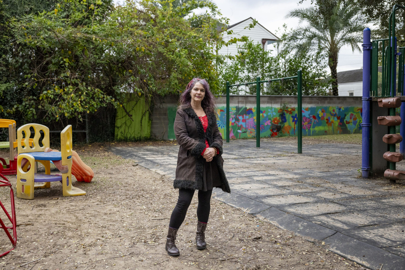 Claudia Copeland poses for a portrait at the playground at Mickey Markey Park