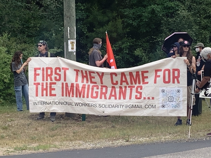 Demonstrators gather on Independence Day to protest ICE detention center in Baldwin