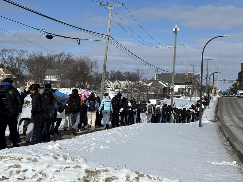 Hundreds of Ann Arbor Pioneer students leave class to protest ICE, support immigrants
