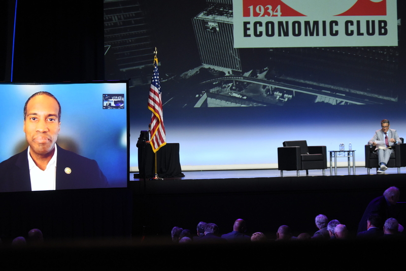 Benson, James pitch tariff remedies, business boosts &amp; data center limits at Detroit Economic Club