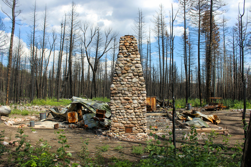 A stone chimney is all that remains of a home near Cleveland, New Mexico