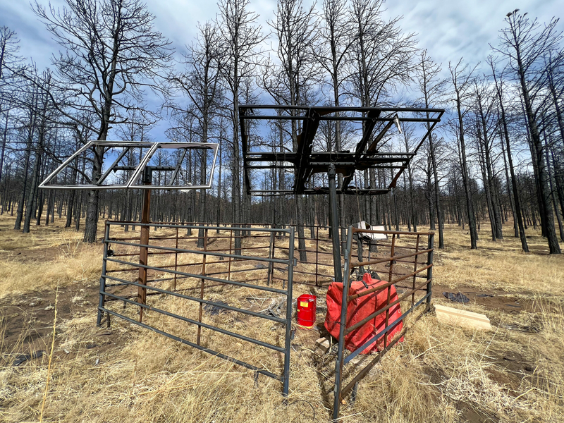Remnants of solar panels after Hermits Peak Calf Canyon Fire