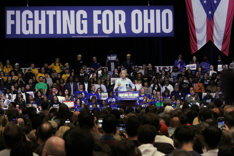 Former President Obama rallies with Ohio Democratic ticket in Cleveland