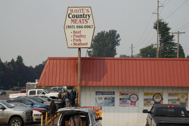State Sen. Christine Drazan, R-Canby, and the Republican nominee for governor, organized an event at White's Country Meats in Gresham on Aug. 4, 2026 to announce a proposed amendment to Oregon's Constitution that would guarantee fishing, hunting and farming rights. (Photo by Alex Baumhardt/Oregon Capital Chronicle)