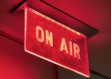 The on-air light outside the WITF radio studio. (Tim Lambert/Pennsylvania Capital-Star)