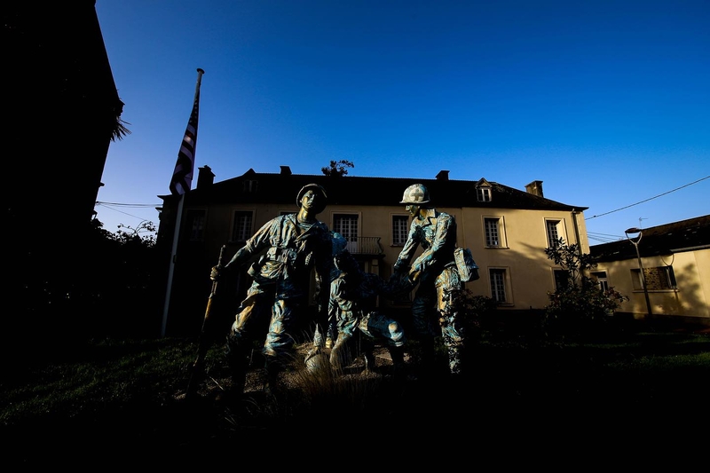 This was part of the successful US breakout — which played a big role in the rapid collapse of the Germans’ defense in Normandy. Two Pennsylvanians who sacrificed their lives — Private 2nd Class Andrew J. Speese III of Philadelphia, and Sergeant Tullio Micaloni of Oneida — are immortalized as part of the memorial. (Photo by Tim Lambert)