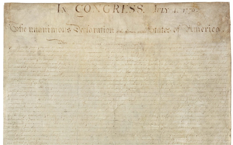 The actual Declaration of Independence parchment. (Photo courtesy of the National Archives)