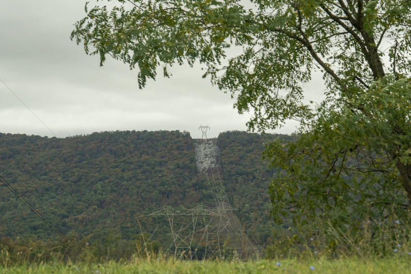Transmission lines seen along the Pennsylvania Turnpike on October 14, 2025. (Photo by Jessica Kourkounis for the Pennsylvania Capital-Star.)