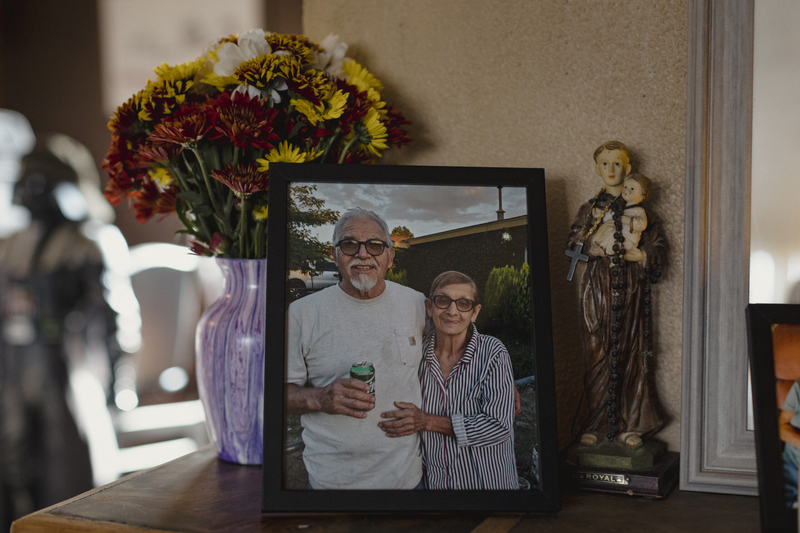 Nellie Betancourt, shown in a photo with her husband, Gabe, had planned a trip to Las Vegas before she fractured her hip at a Genesis HealthCare rehabilitation center — an injury the medical examiner’s report said led to her death. “When she went into that place, I said, ‘Well, she’s going to be taken care of for a few more days and I’ll take her home,’” Gabe says. (Photo by Adria Malcom for KFF Health News)