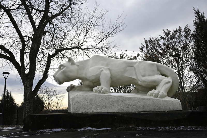 A statue of the Penn State Nittany Lion at Penn State's New Kensington campus on Jan. 16, 2026. (Photo by John Beale for the Pennsylvania Capital-Star)