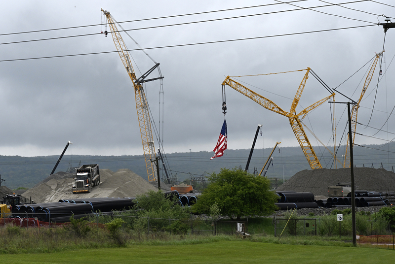 Construction continues for a data center being built at the former Homer City Generating Station in Center Township, Indiana County May 14, 2026. Previously, the largest coal-burning power plant in Pennsylvania, the plant is being transformed into a natural gas-powered data center campus. (Photo by John Beale for the Pennsylvania Capital-Star)