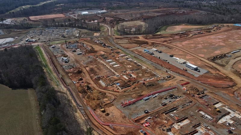 QTS, a company with more than 90 data centers across the country, is constructing a $1 billion center off Hands Mill Highway in unincorporated York County near Lake Wylie, South Carolina, as seen on Sunday, March 1, 2026. (Photo courtesy of Terry Roueche/South Carolina Daily Gazette)