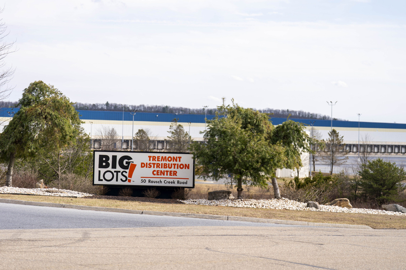 The site of the former Big Lots warehouse that Immigration and Customs Enforcement plans to turn into a 7,500-person detention center in Tremont, Schuylkill County, on March 12, 2026. (Photograph by Jessica Kourkounis/Pennsylvania Capital-Star)