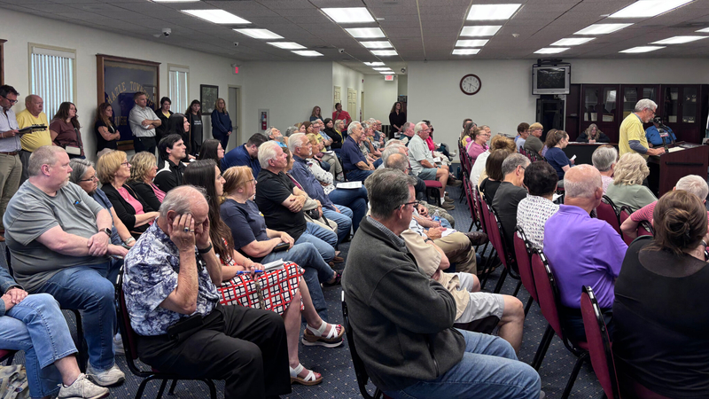 Residents attend a Hazle Township Supervisors meeting on June 8 before the vote on a moratorium and curative amendment. (Photo by Nina Sablan/Inside Climate News)