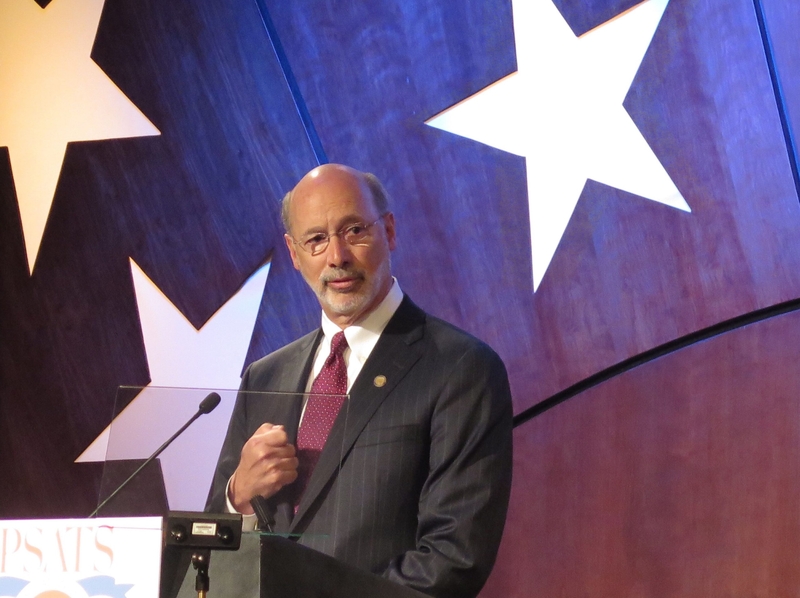 Former Gov. Tom Wolf speaks at Pennsylvania State Association of Township Supervisors (PSATS) annual conference in Hershey, April 21, 2015. Pennsylvania’s budget was last on time more than a decade ago, during the first term of Gov. Tom Wolf – when the commonwealth also endured its longest impasse of 270 days, overlapping with Wolf’s proposal for the next fiscal year. (Emily Previti)