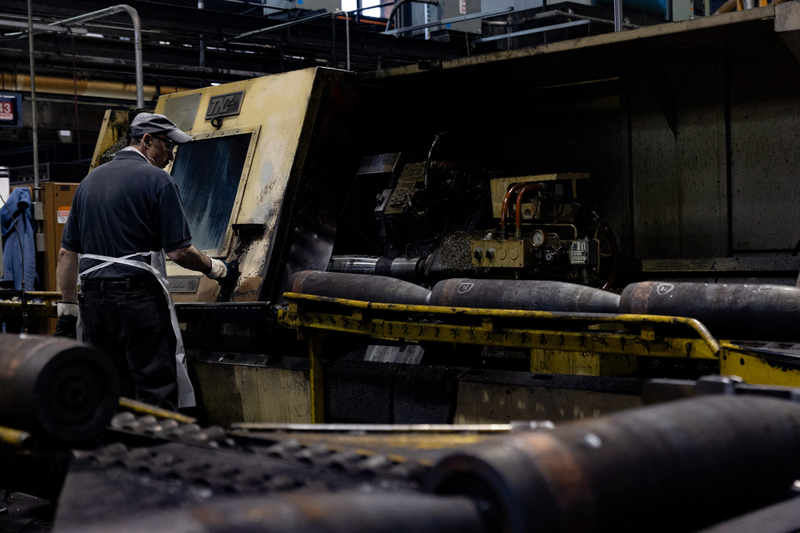 155mm artillery shells in the production shop at the Scranton Army Ammunition Plant on April 12, 2023 in Scranton. (Photo by Hannah Beier/Getty Images)