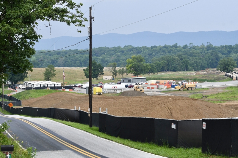 Construction on the first phase of a 16 data center hub in Middlesex Township, Cumberland County. (Photo by Peter Hall/Pennsylvania Capital-Star)