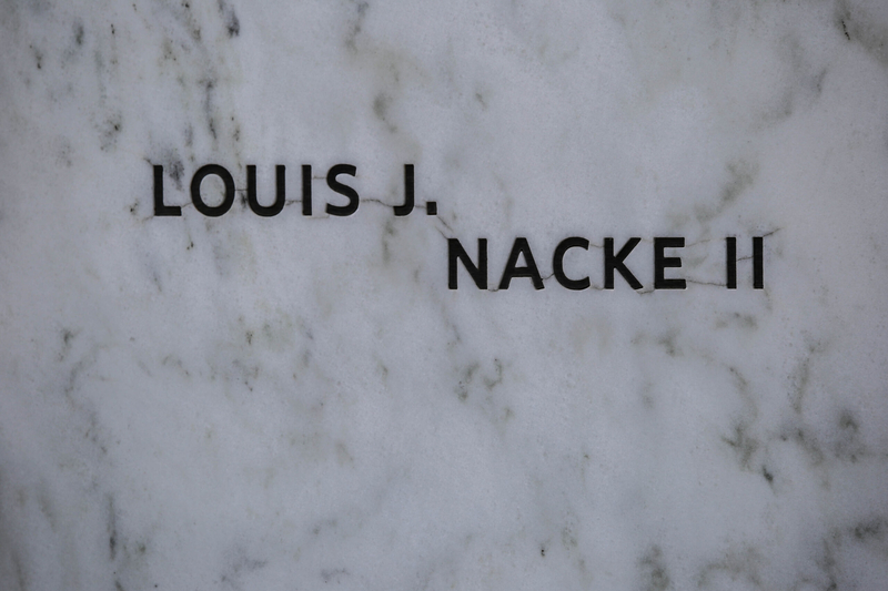 The name of passenger Louis Nackie, known as "Joey" to his family, is on the Wall of Names at the Flight 93 National Memorial in Stonycreek Township, Somerset County. He and his family were building a house in New Hope, Bucks County, when the September 11, 2001, attacks occurred. (Photo by Tim Lambert/Pennsylvania Capital-Star)