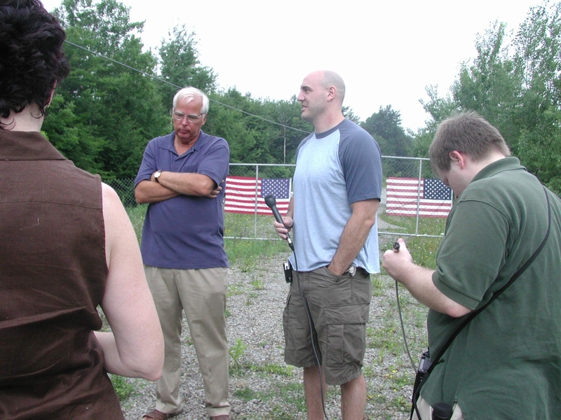 Tim Lambert (center) interviews Flight 93 families members near the crash site in July 2006. Ben Wainio is on his left. His daughter -- Honor Elizabeth -- was on Flight 93. (Photo courtesy of Tim Lambert)