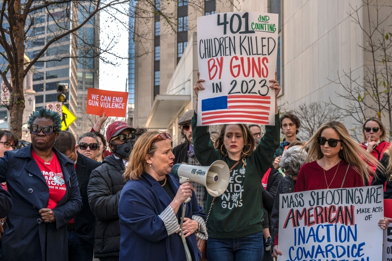Sen. Heidi Campbell, D-Nashville, and the mother of two, addresses a crowd at a Tuesday Moms Demanding Action for Gun Sense in America rally at the Cordell Hull Legislative Building. (Photo: John Partipio)