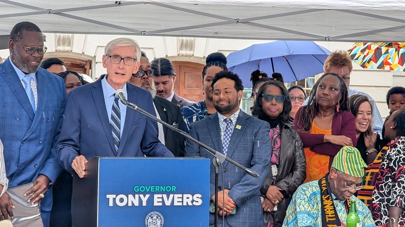 Evers raises Juneteenth flag over Wisconsin Capitol, honors the late Michael Johnson