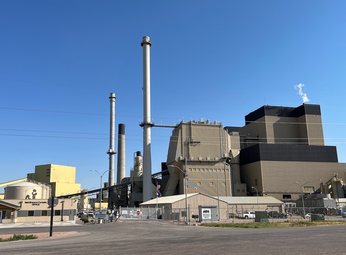 Smokestacks at the Wyodak coal-fired power plant complex near Gillette