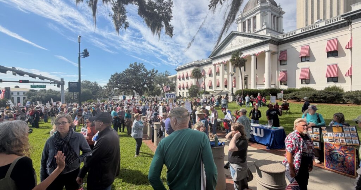 Photo: newsfromthestates.com Demonstrators Rally at Tallahassee No Kings Event Over Election Fears
